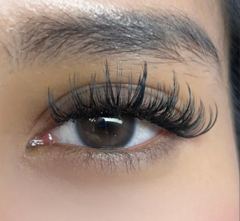 Wispy Volume lashes on a client